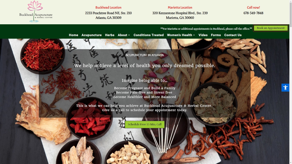 Buckhead Acupuncture Website Screenshot